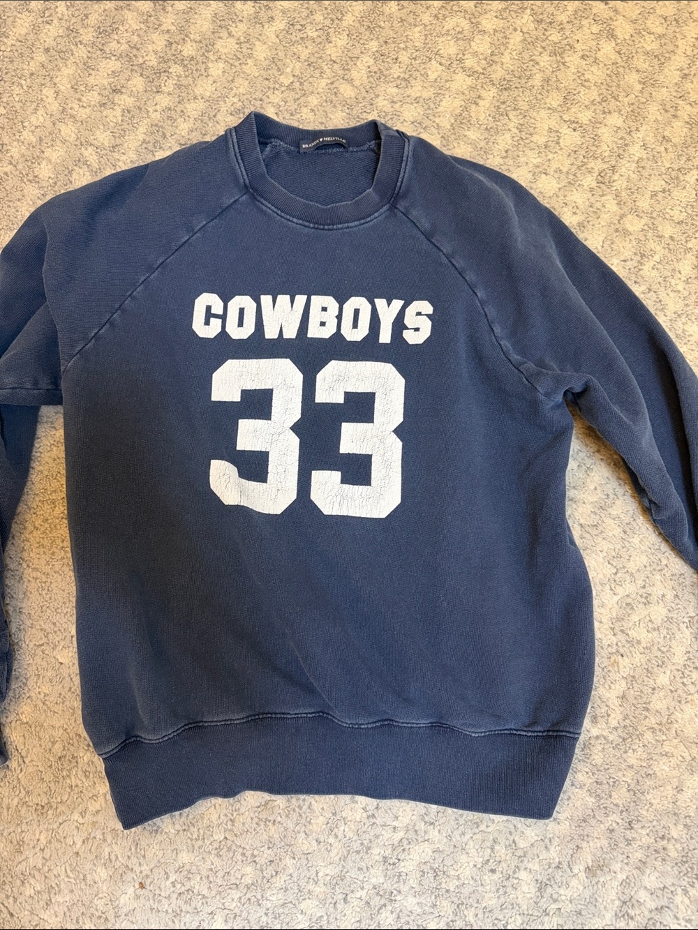 Brandy Melville Navy Crewneck Sweatshirt with 'COWBOYS 33' Graphic